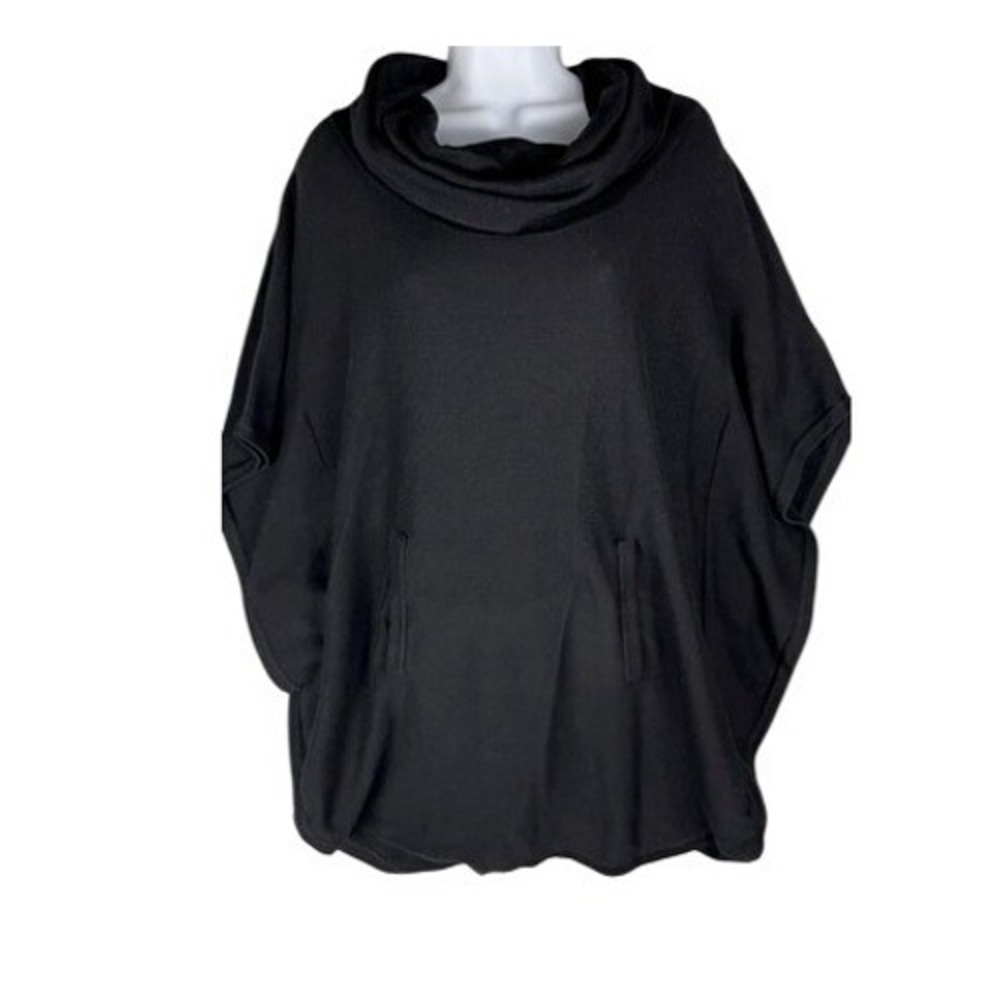 Vince Camuto Black Cowl Neck Knit Poncho Sweater with Pockets Womens Size P/S